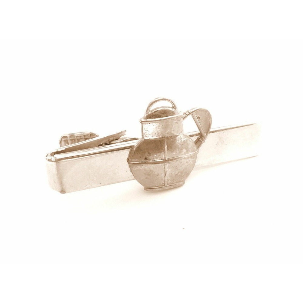 Vintage Men's Tie Clip Clasp*Balfour Jug Pitcher Canteen‎ Silver Tone Jewelry
